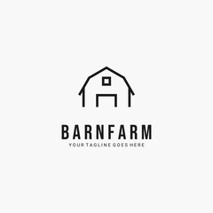 Line art barn minimalist logo vector symbol illustration design © Iamginan
