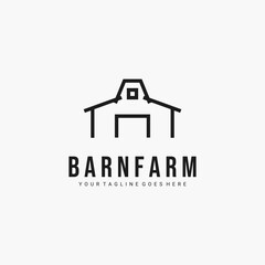 Line art barn minimalist logo vector illustration design