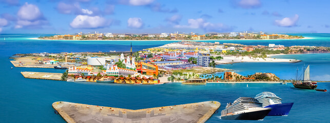 Collage about Aruba - Dutch province Oranjestad - beautiful Caribbean Island.