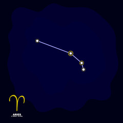 vector image with Aries zodiac sign and constellation of Aries for your project