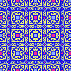 Decorative Asian Folk Seamless Pattern. Ornament of Asian Nomads: Kyrgyz, Kazakhs, Bashkirs, Tatars, Yakut, Mongols. Ethnic Vector Illustration for Paper Products, Textiles.	