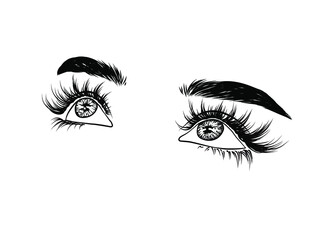 Fototapeta premium E-girl eye look. Detailed vector illustration isolated on white background