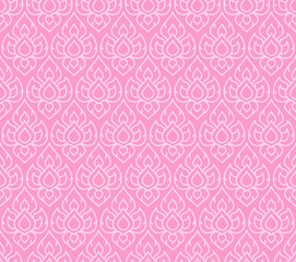 Thai Lotus Motif Vector Seamless Pattern