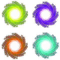 Vector collection of color monochrome mandalas.