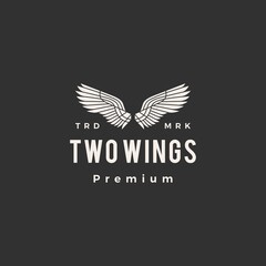 two wings hipster vintage logo vector icon illustration