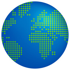 Earth (world map) drawn with round dots vector illustration.