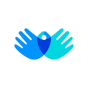 hand wing human overlapping overlay logo vector icon illustration