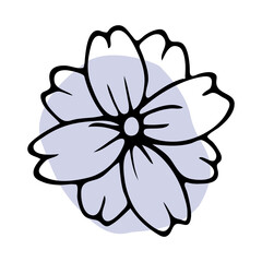 doodle spring flower line art. hand-drawn plant