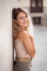 Young attractive woman looking sexy with fresh and natural beauty. Real People Outdoors Portrait