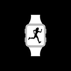 Woman fitness tracker icon isolated on dark background