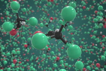 Chloral molecule, ball-and-stick molecular model. Chemical 3d rendering