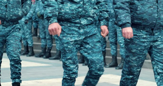 Yerevan, Armenia: police protecting the city Law enforcement on city street. Police at rallies or protests