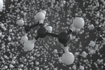 Ethene molecule, ball-and-stick molecular model. Chemical 3d rendering