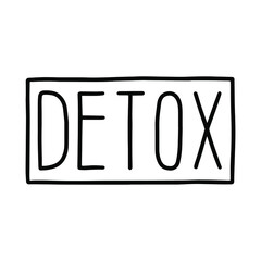 Detox vector lettering. Detox logo emblem design for healthy food and drink products. Template for restaurant, cafe, menu, print, stamp, emblem, label.