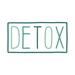 Detox vector lettering. Detox logo emblem design for healthy food and drink products. Template for restaurant, cafe, menu, print, stamp, emblem, label.