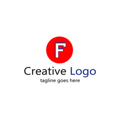 letter F logo in the middle of the red circle