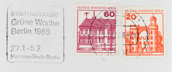 briefmarke stamp gestempelt used frankiert cancel vintage retro slogan werbung internationale...