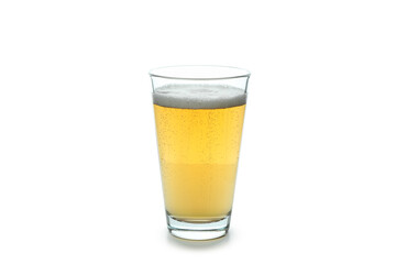Glass of ginger beer isolated on white