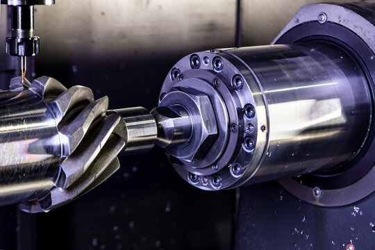 The shaft is a bevel gear with a round tooth in the centers on a cnc turning-milling center.