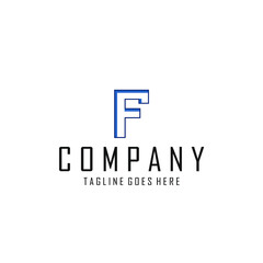 white F letter logo with blue shadow