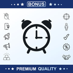 Alarm clock icon, sign, vector set, outline illustration concept. Extra vector elements for your design. Vector illustration