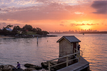Sunset Scape of Sydney at Camp Cove jetty