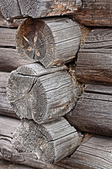 Old log house wall, background image, texture