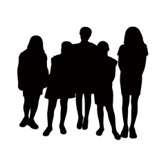 children together, silhouette vector