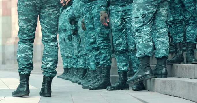 Yerevan, Armenia: police protecting the city Law enforcement on city street. Police at rallies or protests