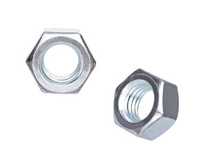 metal nuts, isolated on white background
