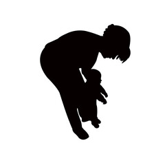 a woman and baby together, silhouette vector