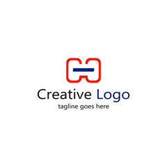 abstract two letter C logo and blue line in the middle