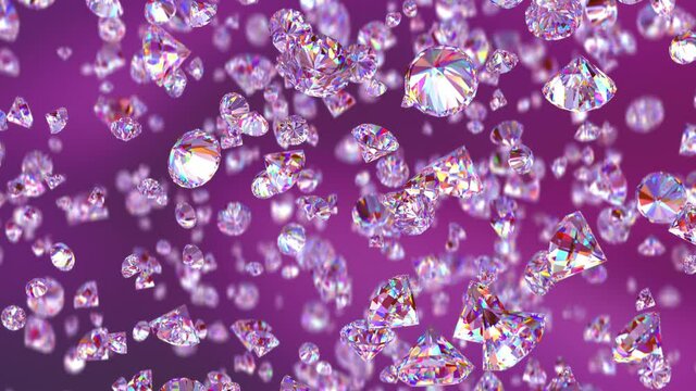 Falling luxury diamonds loop-able background in slow motion 4K