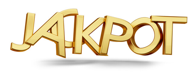 jackpot golden metallic bold letters 3d-illustration