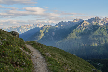 Scenic view of a path inside the mountains