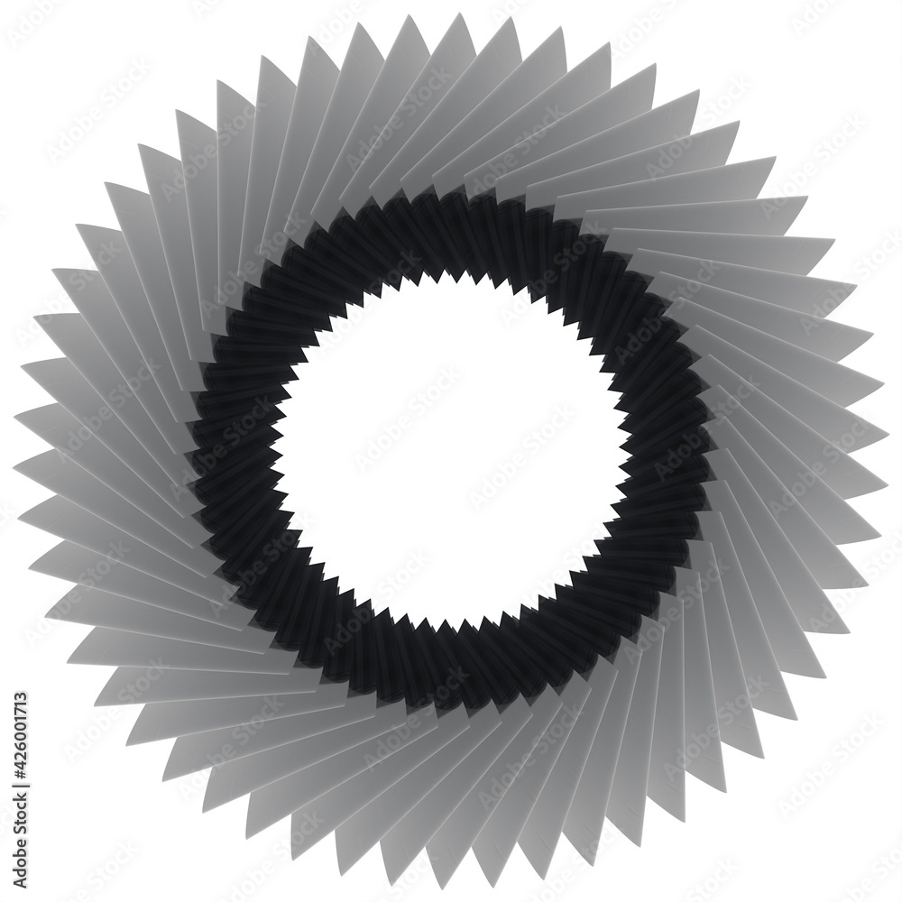 Poster gray glossy textured pattern in the form of a circle on a white background. 3d rendering illustratio