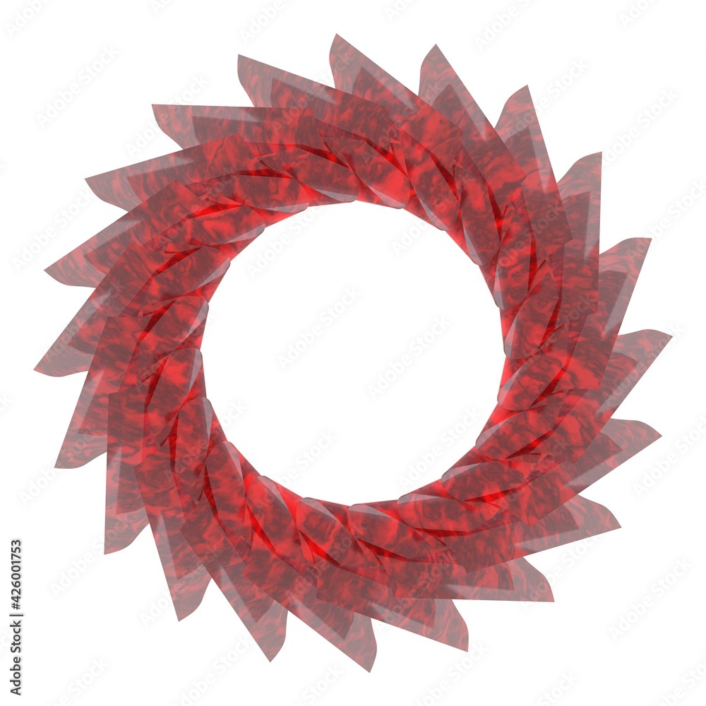 Poster red glossy textured pattern in the form of a circle on a white background. 3d rendering illustration