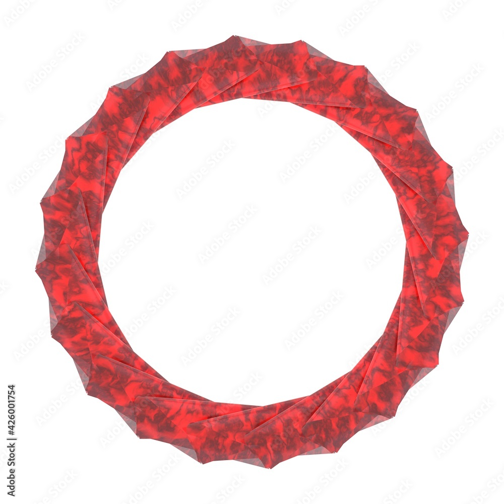 Poster red glossy textured pattern in the form of a circle on a white background. 3d rendering illustration