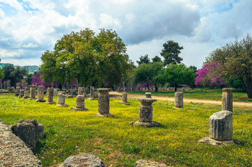 Archaeological site of ancient Olympia. The place where olympic games were born in classical times and where the Olympic torch today is ignited.