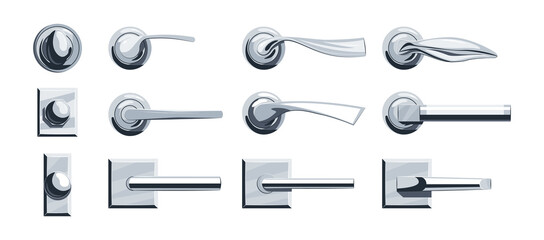 Obraz premium Door knobs icons set in flat style