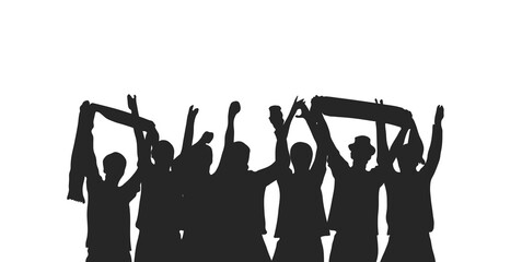 Fans jubeln - Silhouette als Sport oder Fußball Hintergrund © kebox