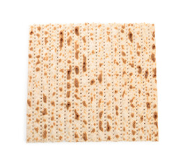 Passover matzo isolated on white, top view. Pesach celebration