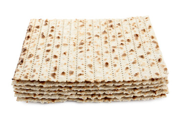 Passover matzos isolated on white. Pesach celebration