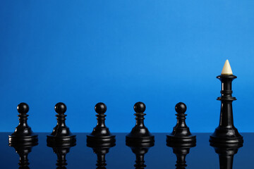 Leadership concept, a team business with chess pieces