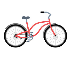 Retro city bike. Eco-friendly transport. Vector illustration in flat style on white isolated background.