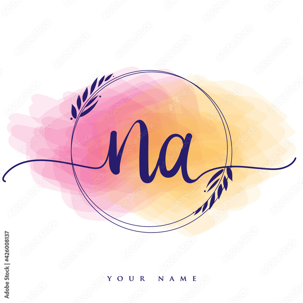 Wall mural na initial handwriting logo. hand lettering initials logo branding, feminine and luxury logo design 