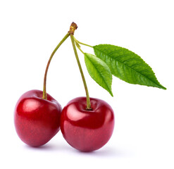 sweet cherry fruits isolated on white background