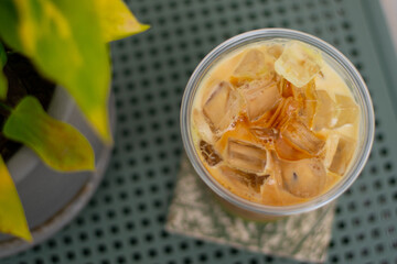 iced coffee matcha latte