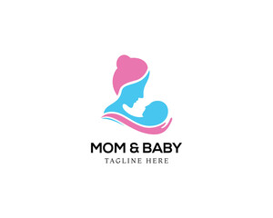 mom and baby logo baby care design illustration vector