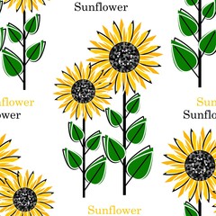 Seamless pattern with the bright sun flowers - 426009947
